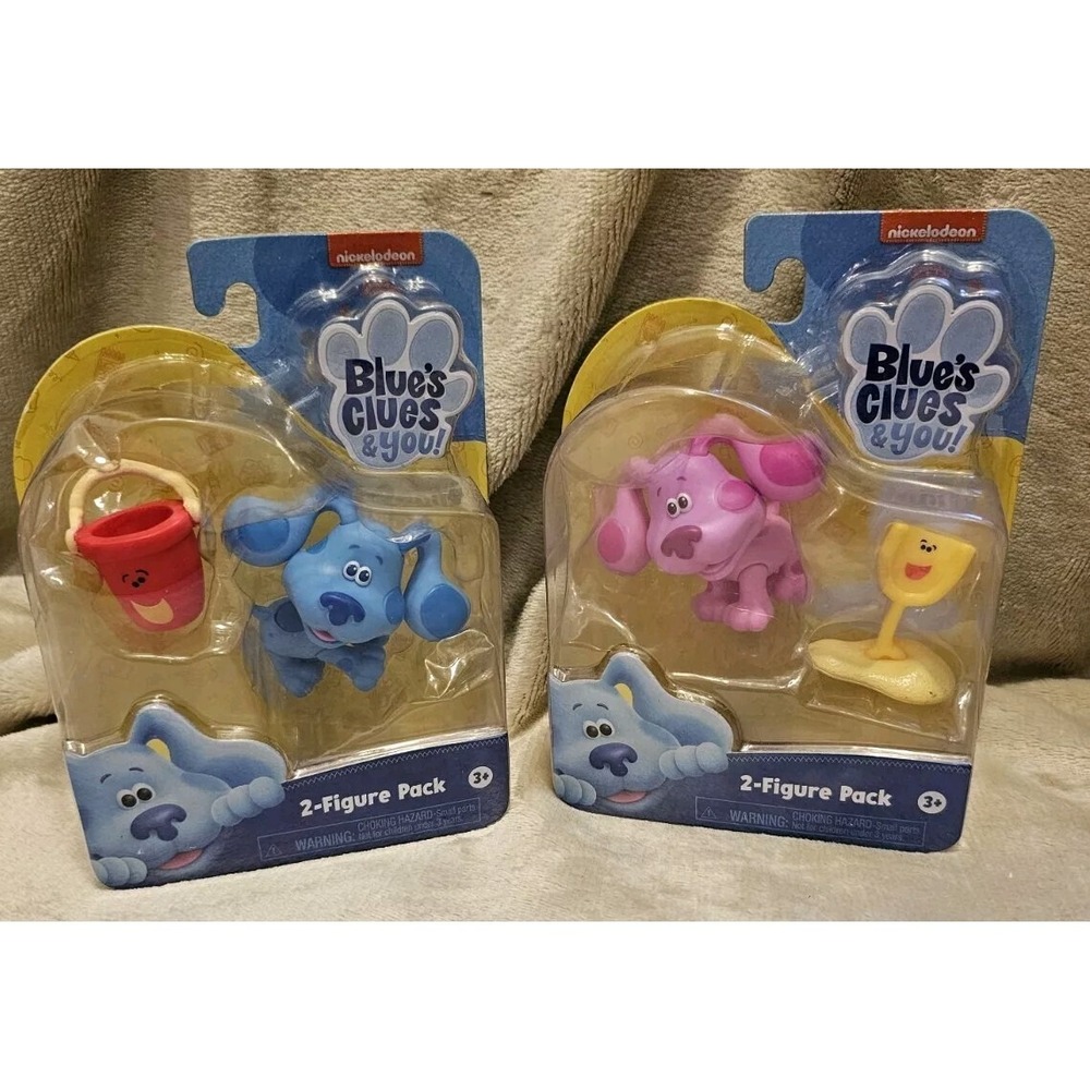 Blue's Clues & You! 2 Figure Sets Blue & Pail + Magenta & Shovel